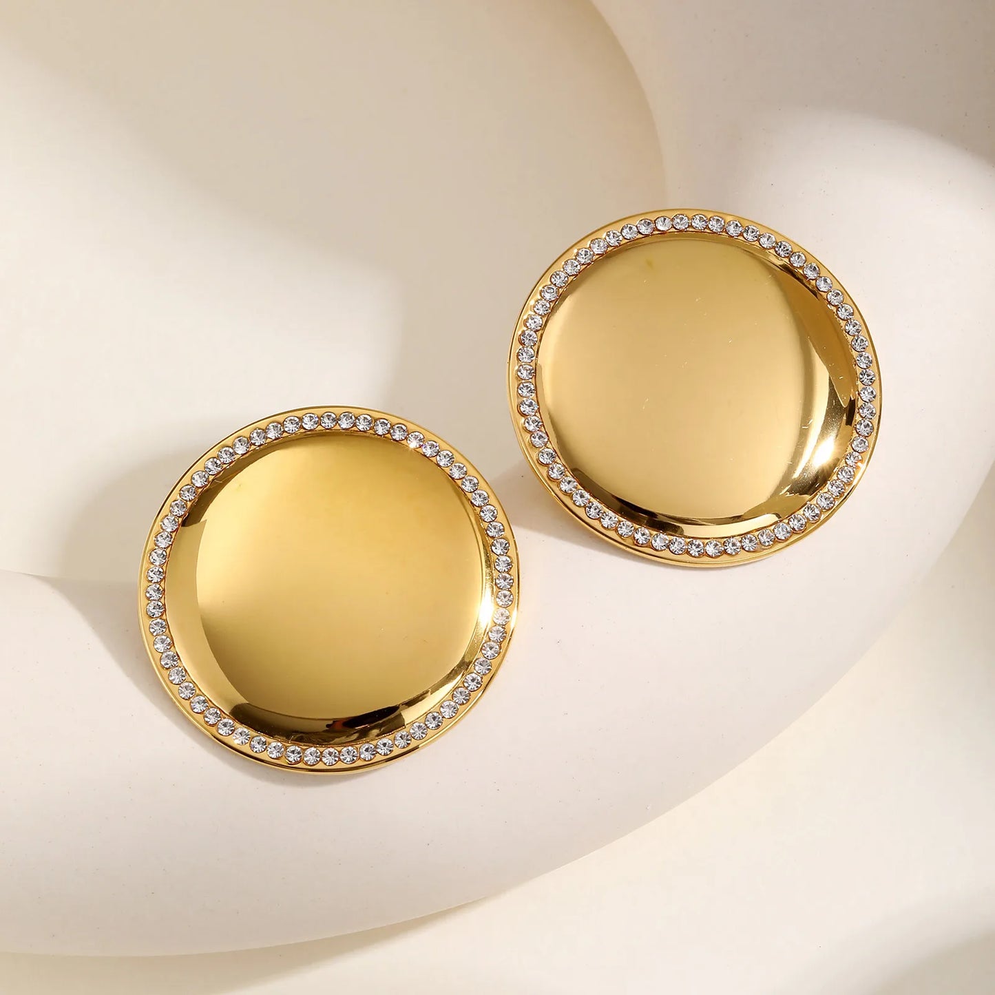 Chunky Earrings Cubic Zirconia Inlay For Women