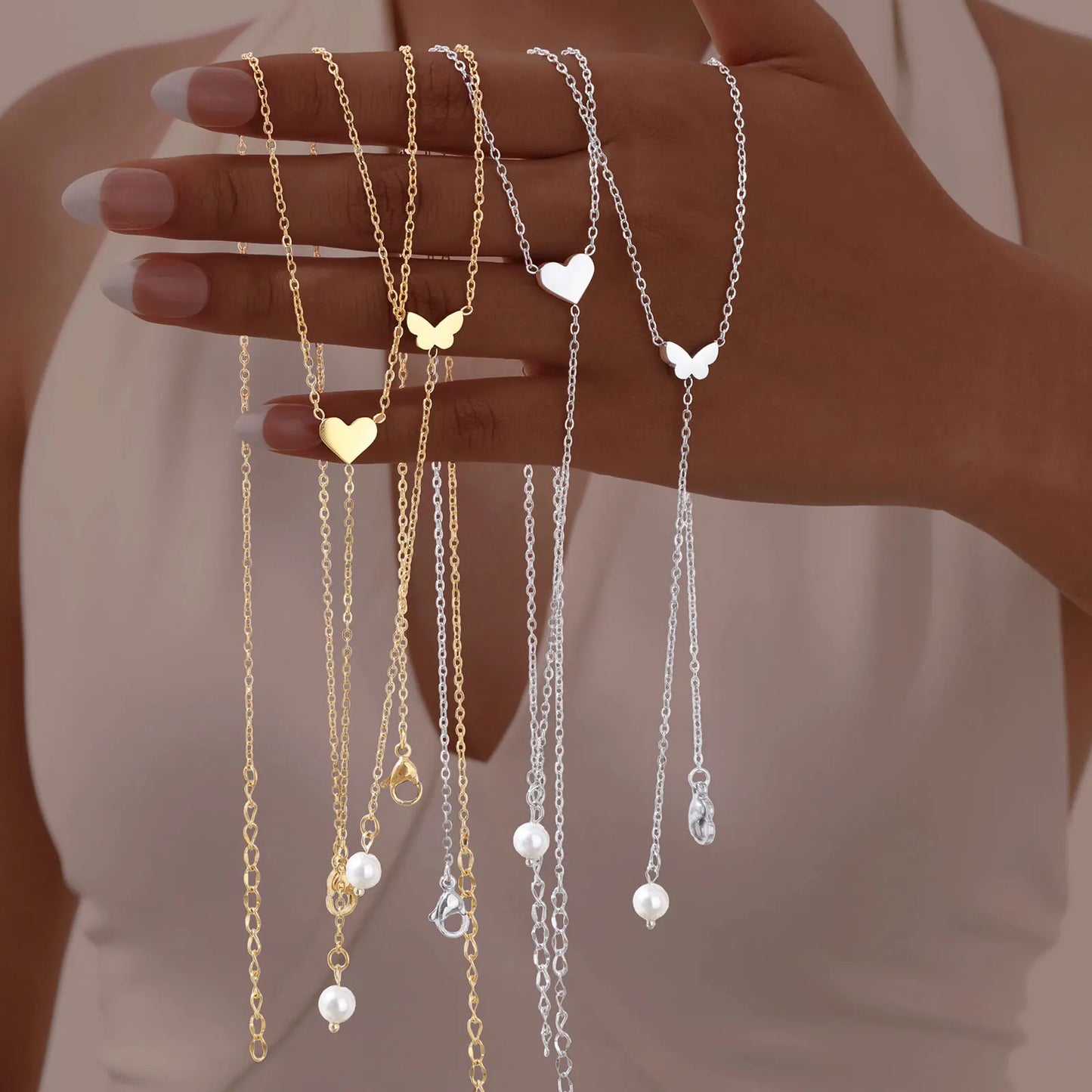 Heart Butterfly Charm Necklaces