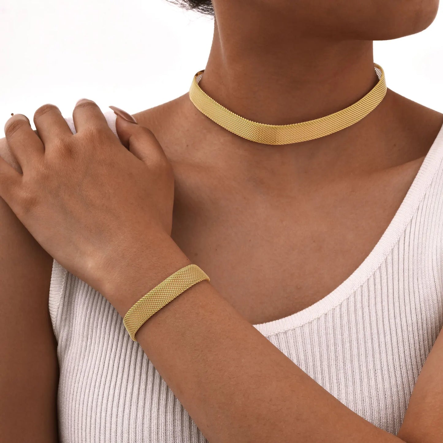 Stainless Steel Mesh Chain Bracelet Necklace