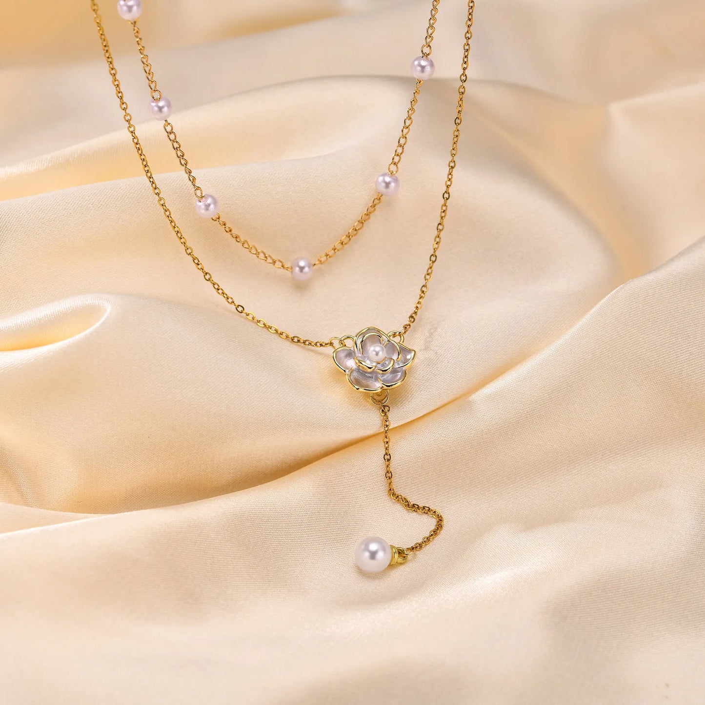 Elegant Simulated Pearl Beads Chain Necklaces