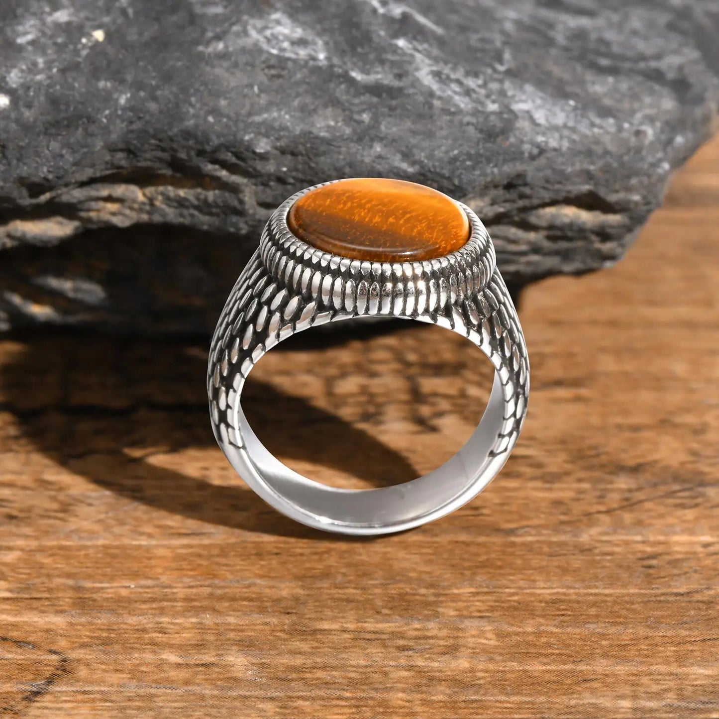 Dragon Scales Textured Signet Ring