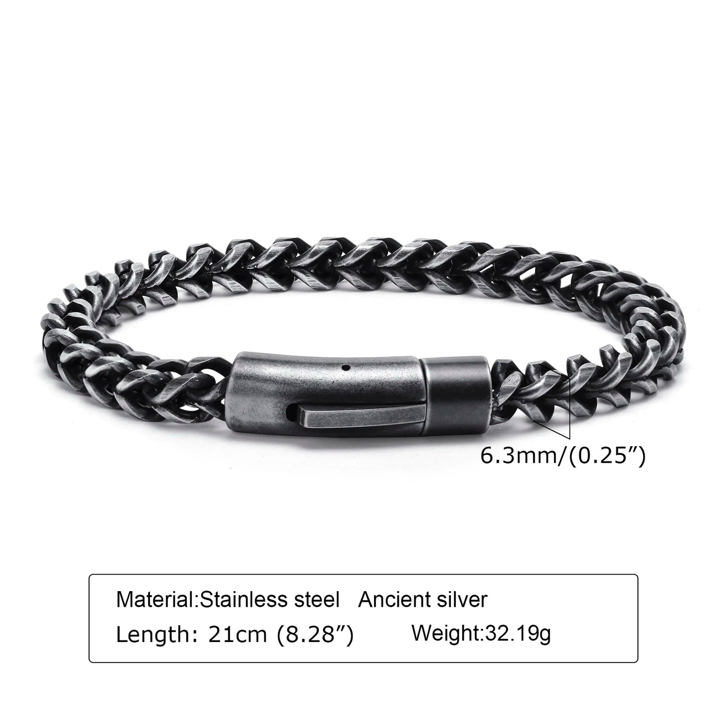 Silver Color Geometric Chain Bracelets for Men