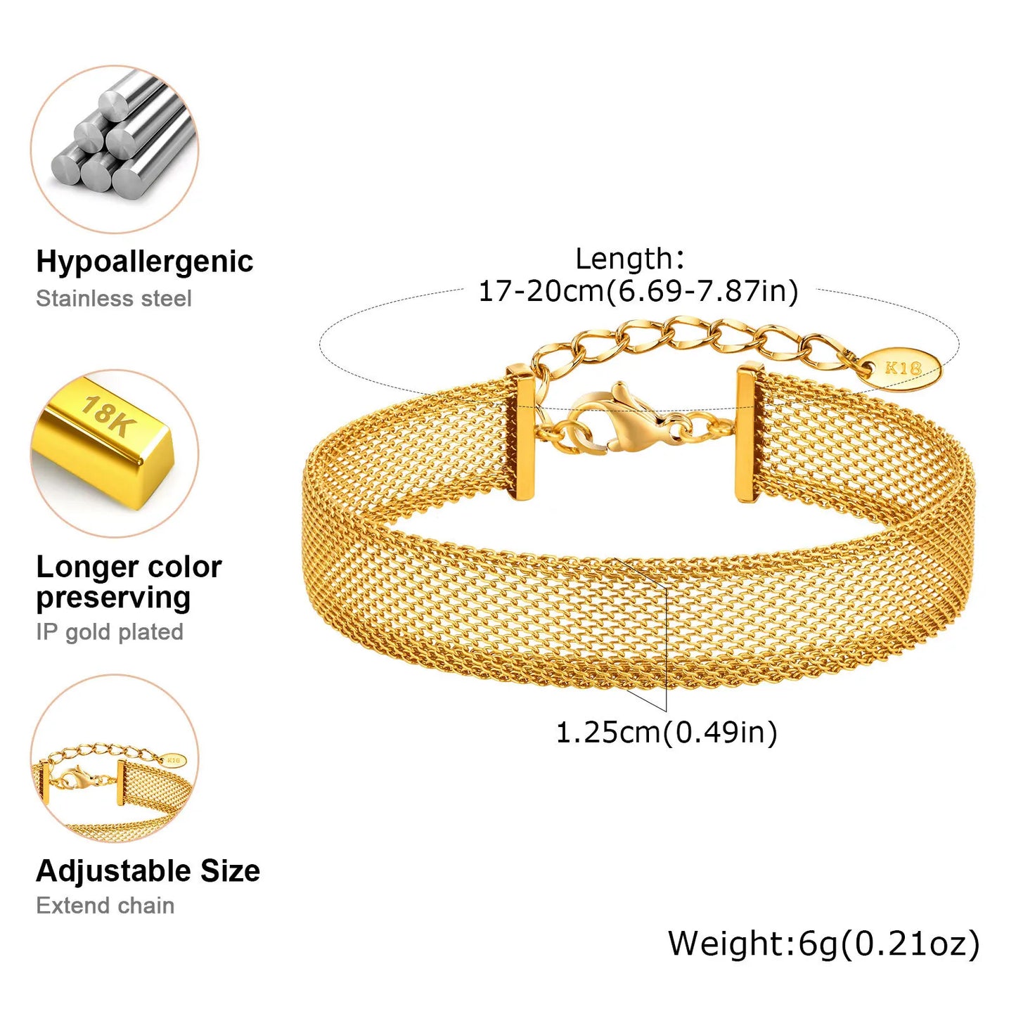Stainless Steel Mesh Chain Bracelet Necklace