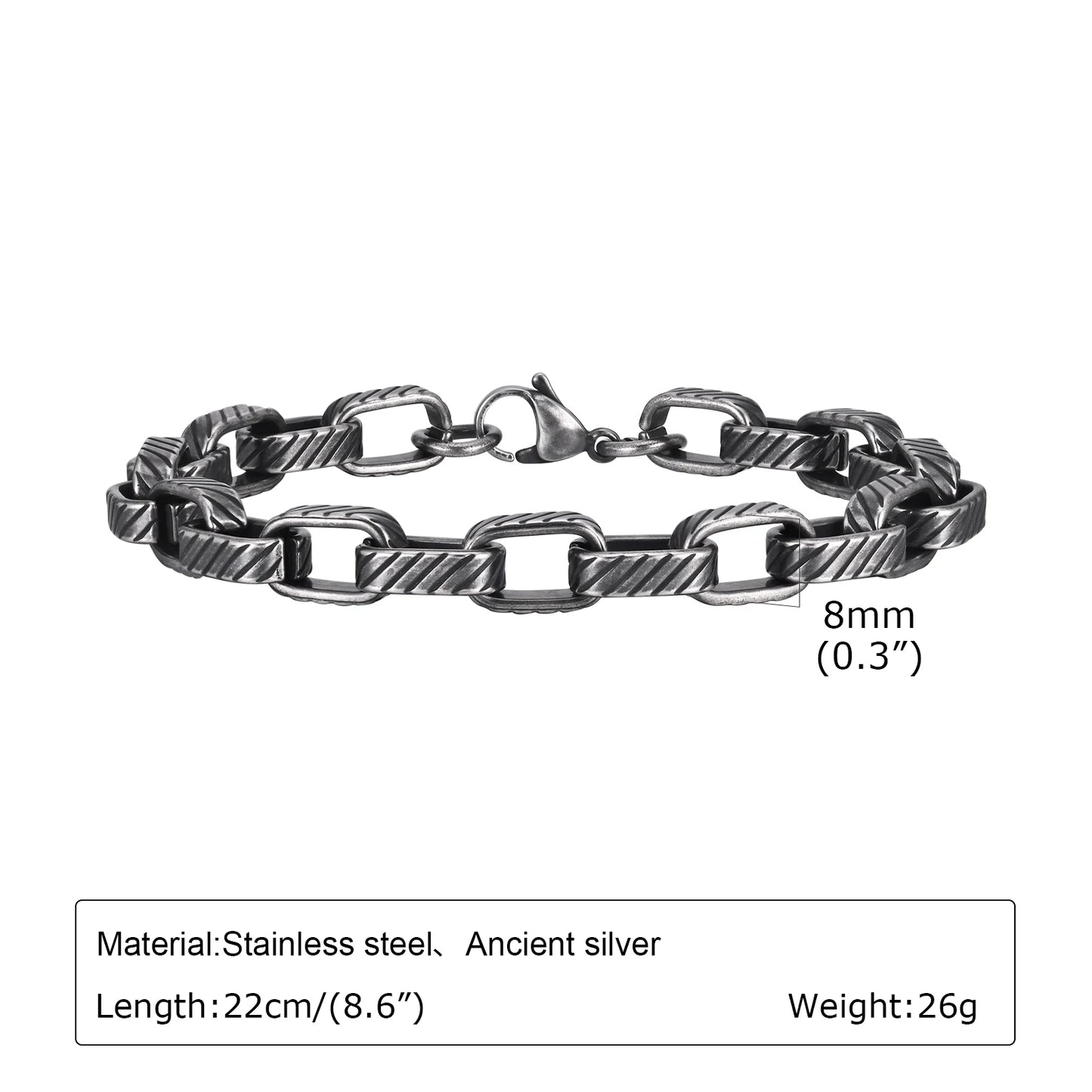 Silver Color Geometric Chain Bracelets for Men