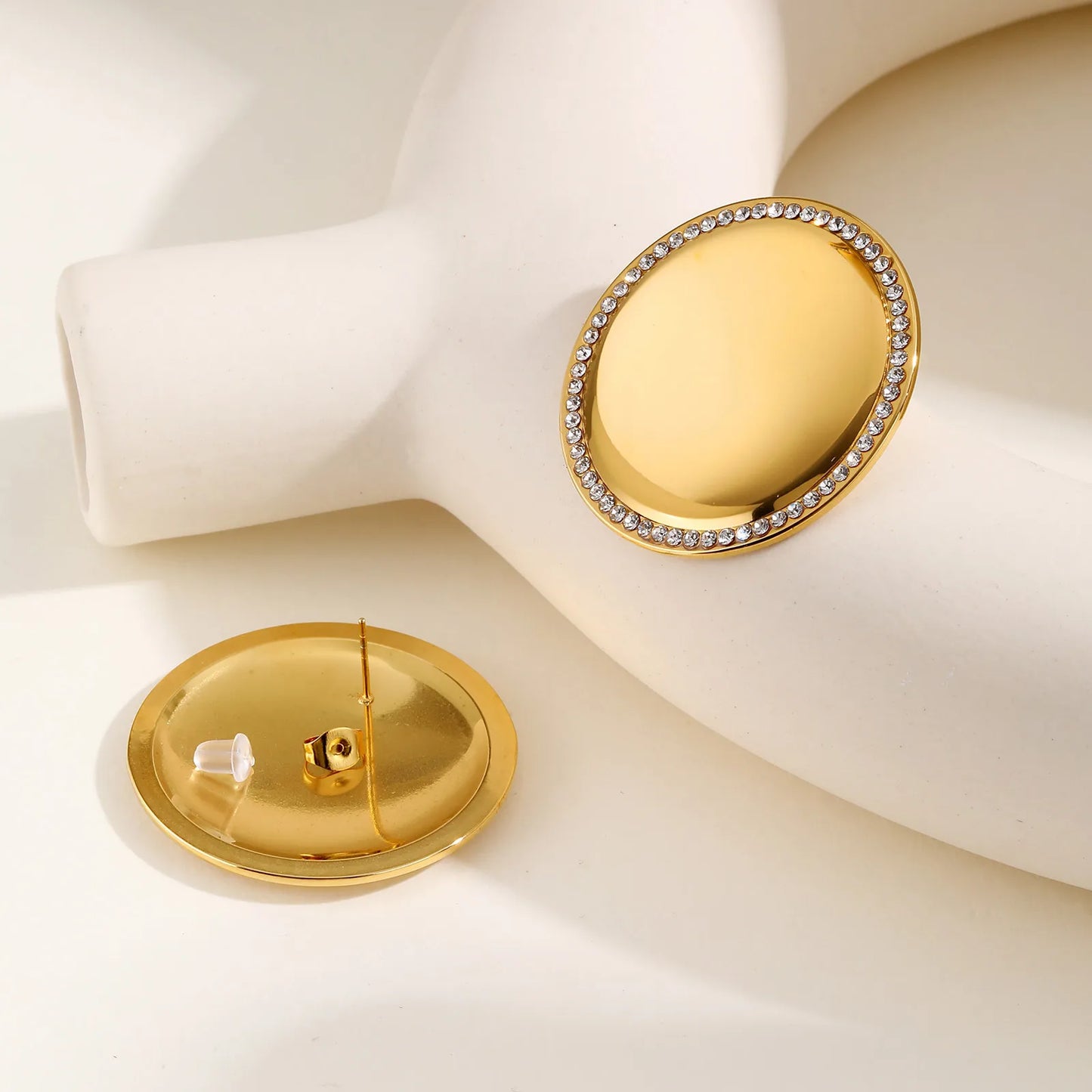 Chunky Earrings Cubic Zirconia Inlay For Women