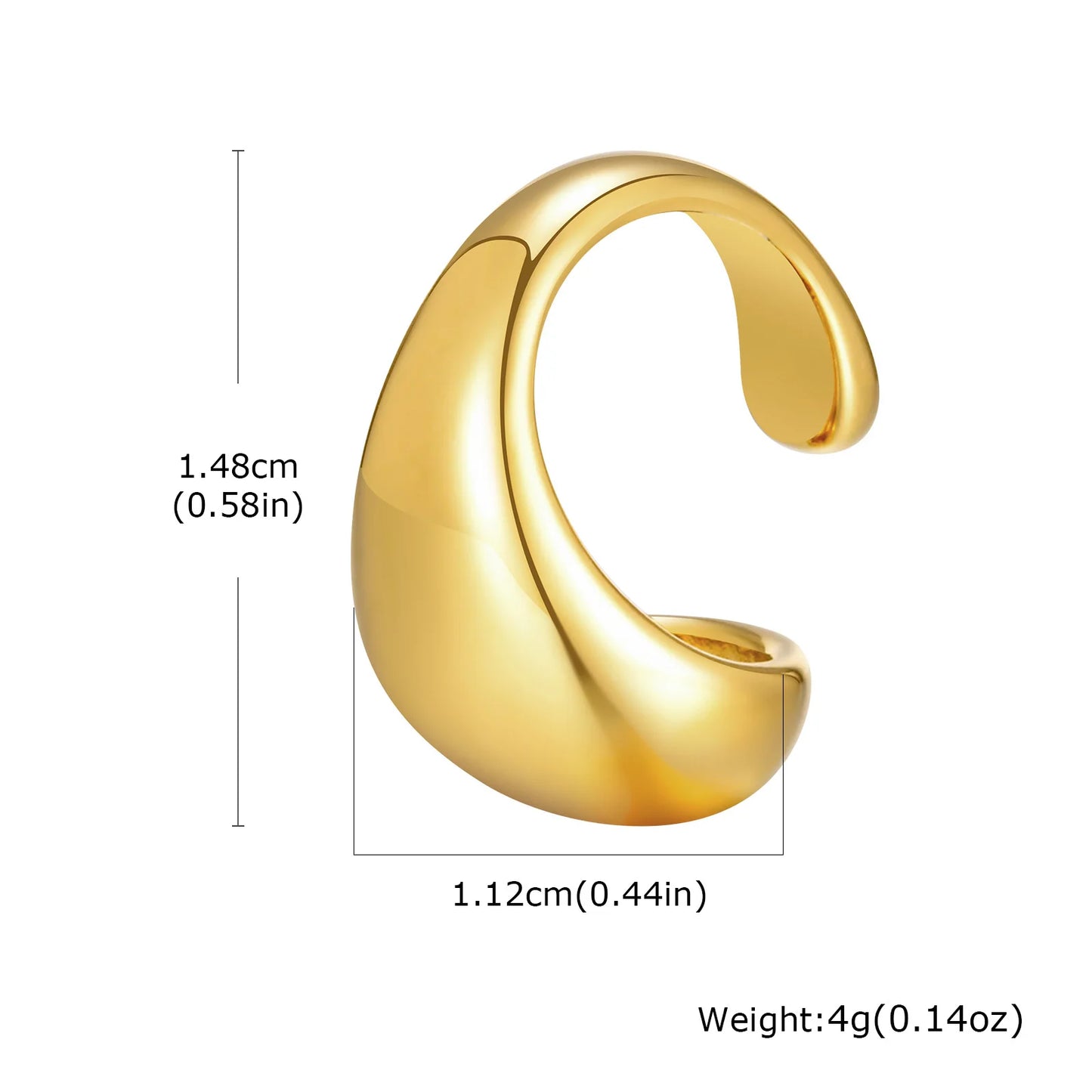 C-shaped Glossy Classic Gold Color Single Earring