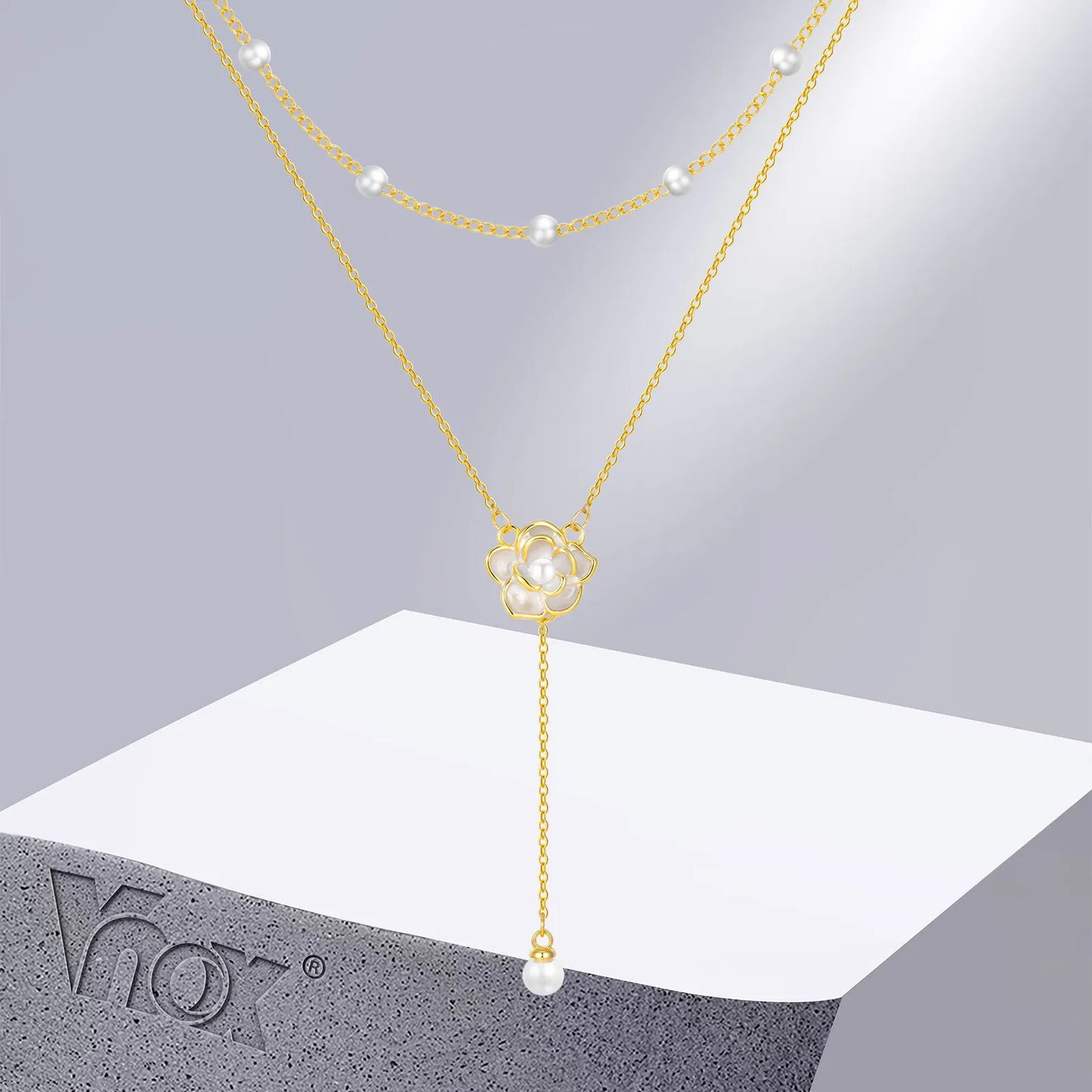 Elegant Simulated Pearl Beads Chain Necklaces