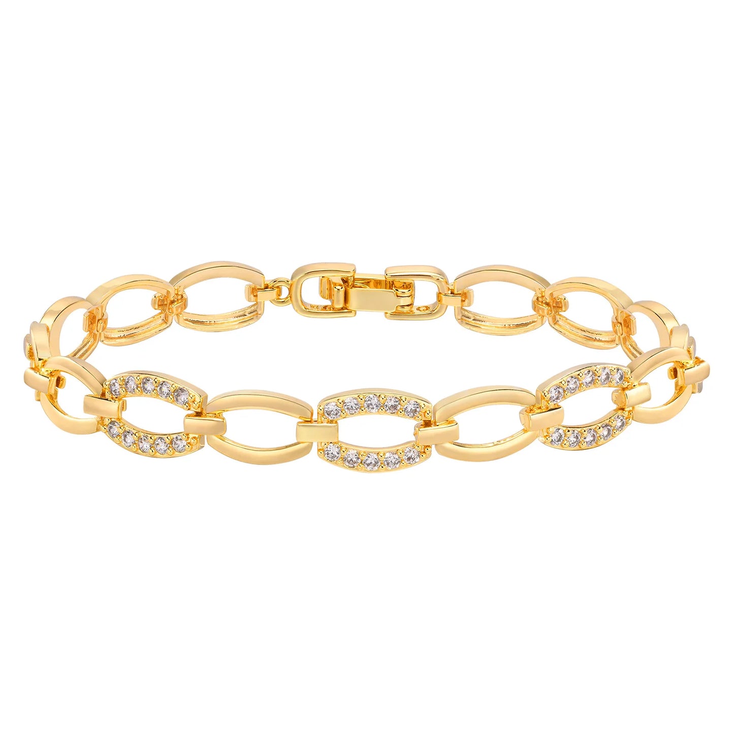 CZ Stone Heart Animal Charm Cuban Chain Link Wristband