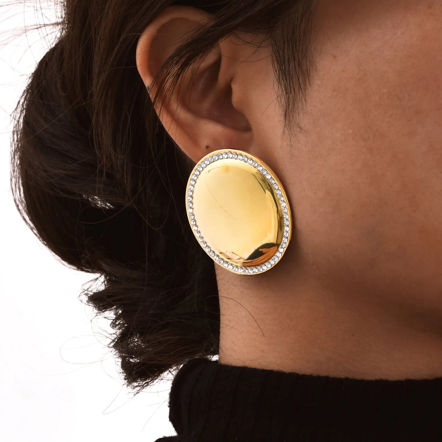 Chunky Earrings Cubic Zirconia Inlay For Women