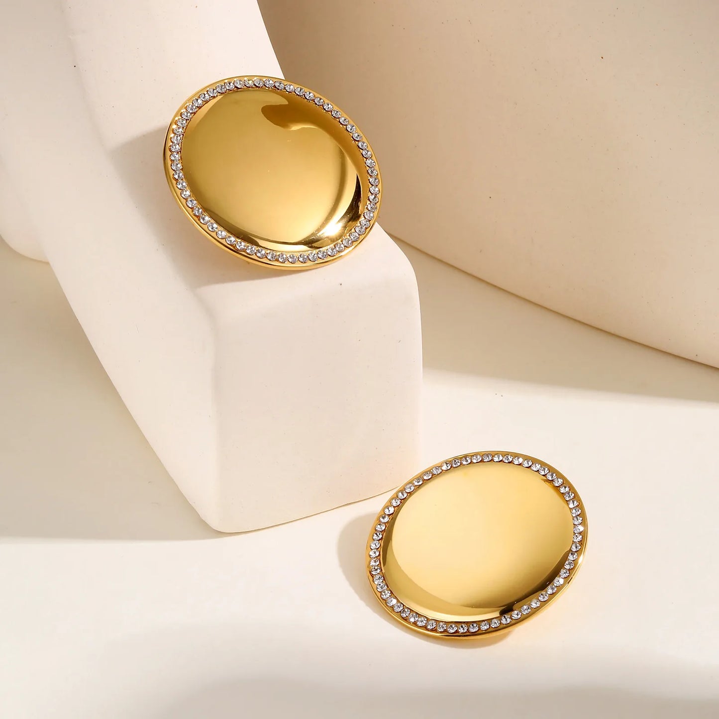 Chunky Earrings Cubic Zirconia Inlay For Women