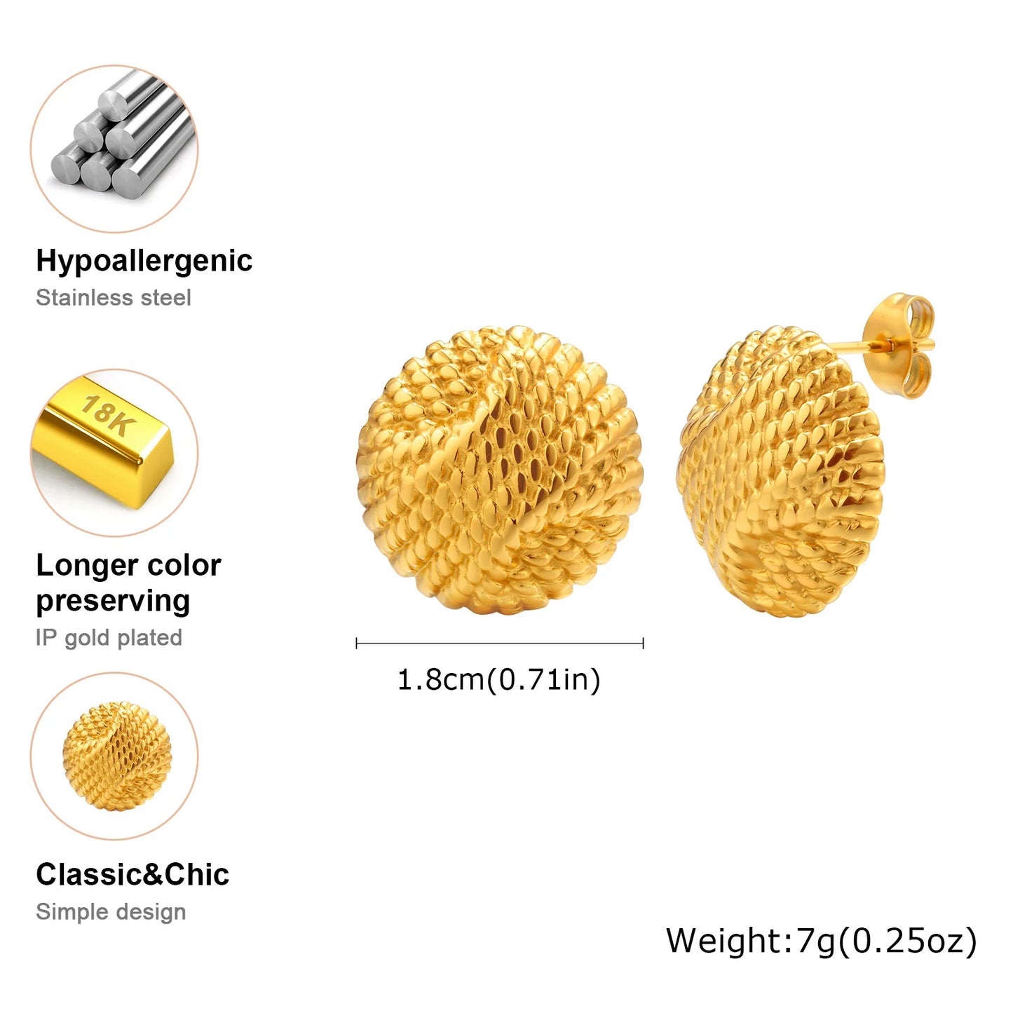 Chunky Earrings Gold Color For Women