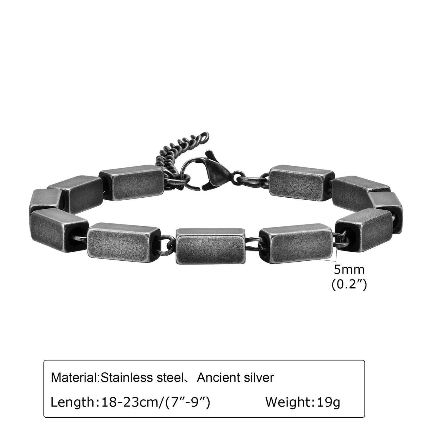 Silver Color Geometric Chain Bracelets for Men