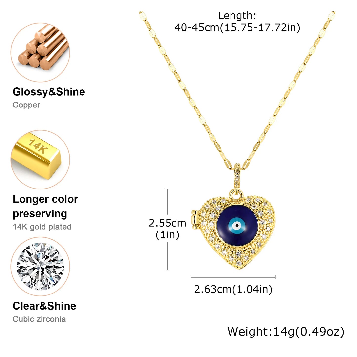 Evil Eye Women Zircon Photo Locket