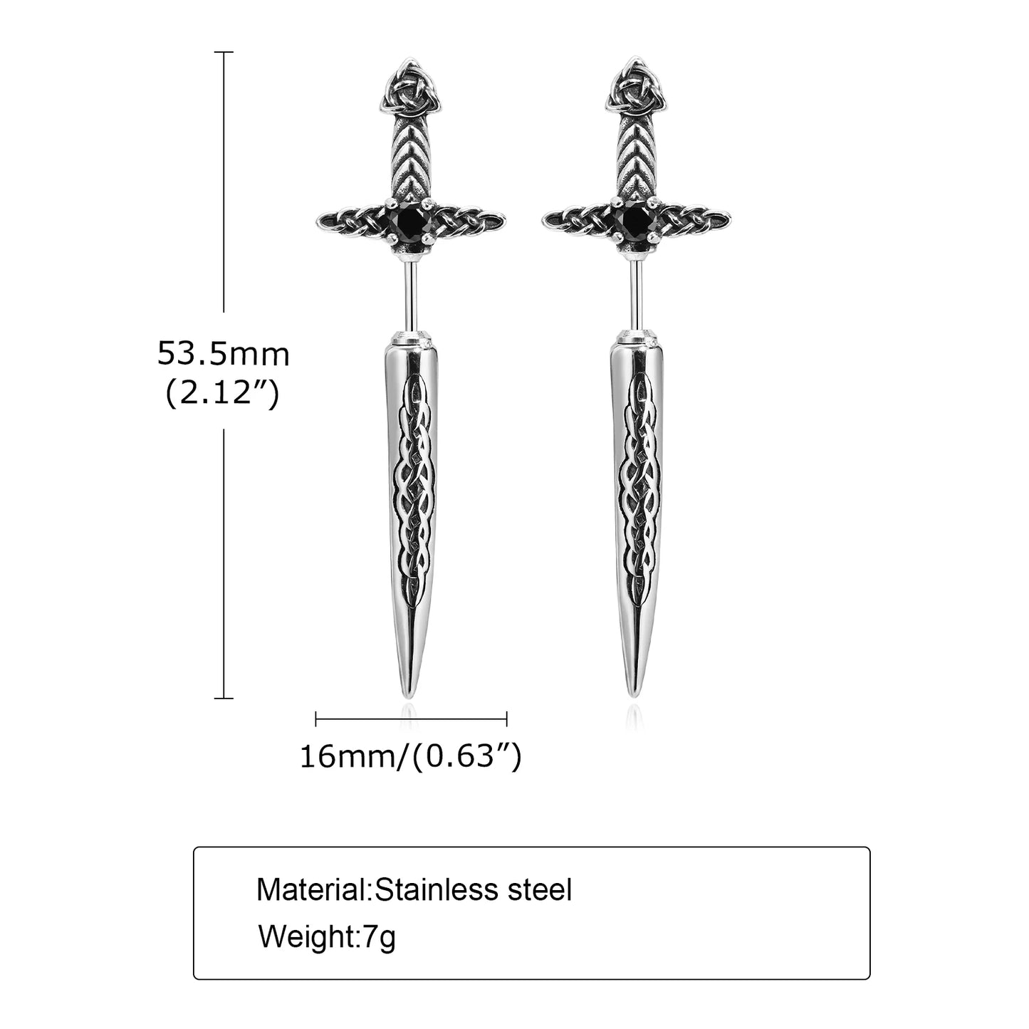 Rock Punk Sword Style Stud Earrings