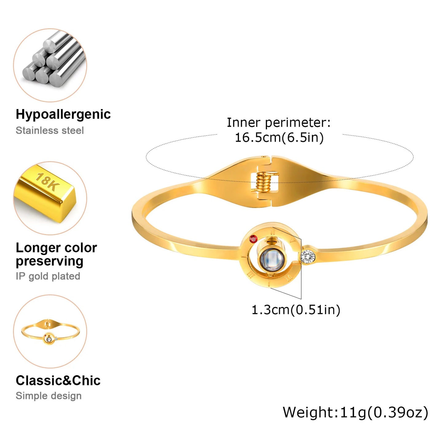 I Love You 100 Languages Projective Bangle