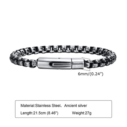 Silver Color Geometric Chain Bracelets for Men