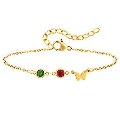 Red Green CZ Butterfly Bracelet