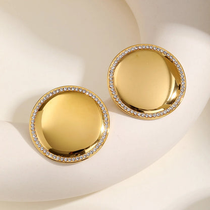 Chunky Earrings Cubic Zirconia Inlay For Women