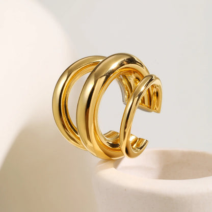 C-shaped Glossy Classic Gold Color Single Earring
