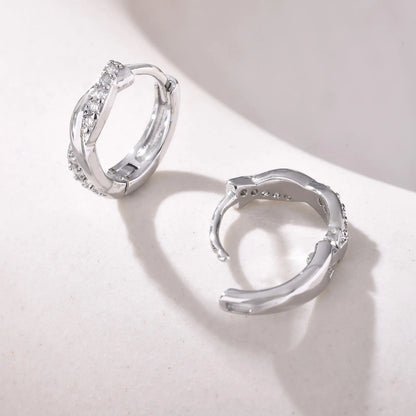 Cubic Zirconia Inlaid Hoop Earrings