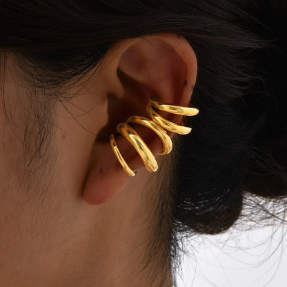 C-shaped Glossy Classic Gold Color Single Earring