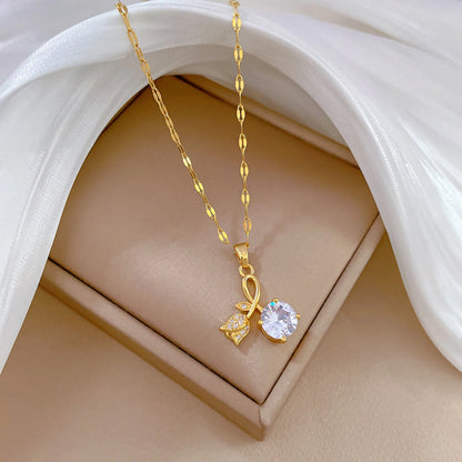 Bling CZ Stone Rose Necklaces