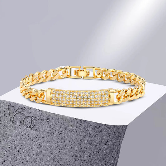 CZ Stone Heart Animal Charm Cuban Chain Link Wristband