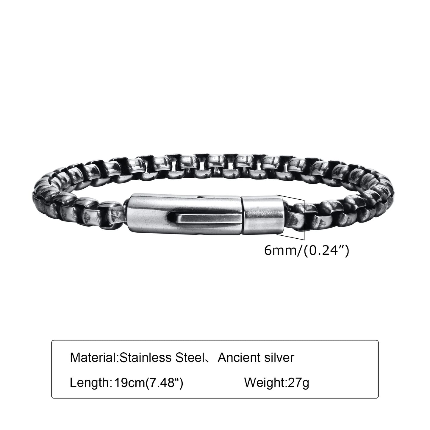 Silver Color Geometric Chain Bracelets for Men