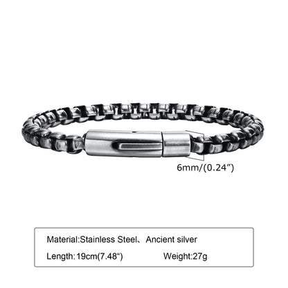 Silver Color Geometric Chain Bracelets for Men