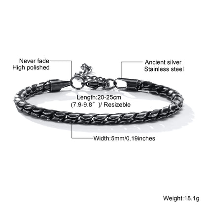 Silver Color Geometric Chain Bracelets for Men