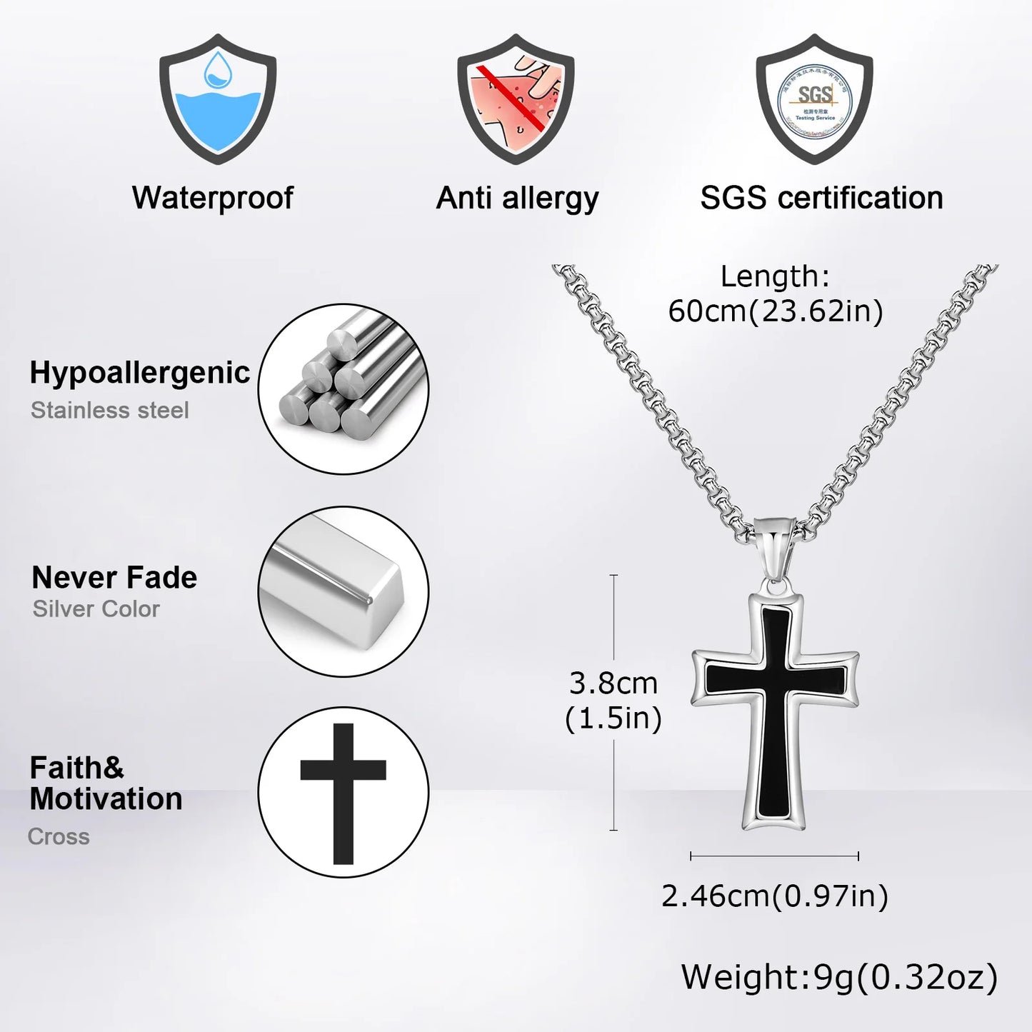 Trendy Stainless Steel Cross Necklaces