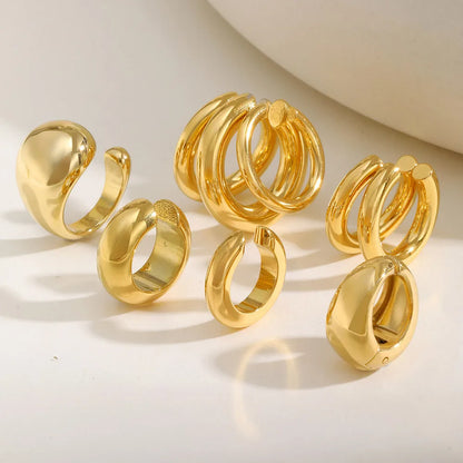 C-shaped Glossy Classic Gold Color Single Earring