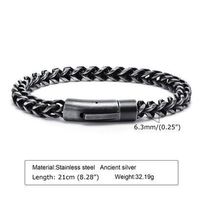 Silver Color Geometric Chain Bracelets for Men