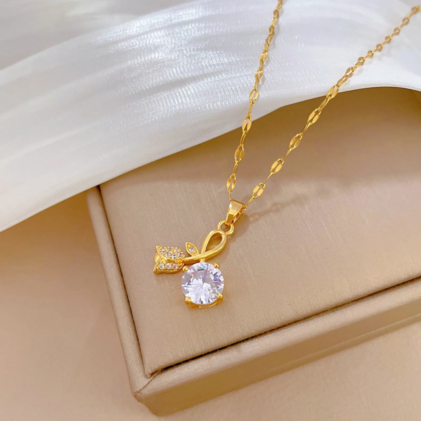 Bling CZ Stone Rose Necklaces