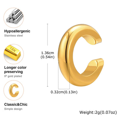 C-shaped Glossy Classic Gold Color Single Earring