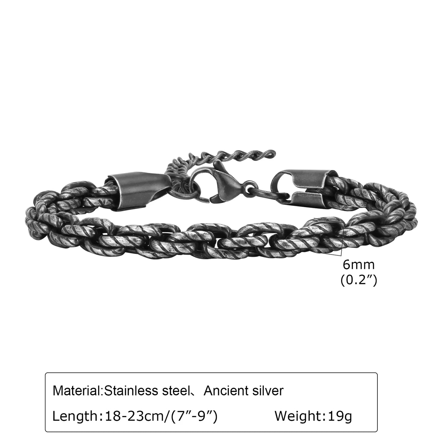 Silver Color Geometric Chain Bracelets for Men