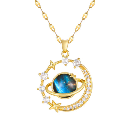 Cubic Zirconia Planet Pendent Necklaces