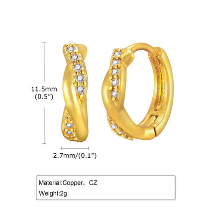 Cubic Zirconia Inlaid Hoop Earrings