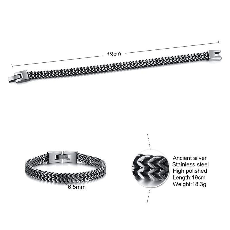 Silver Color Geometric Chain Bracelets for Men