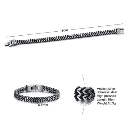 Silver Color Geometric Chain Bracelets for Men