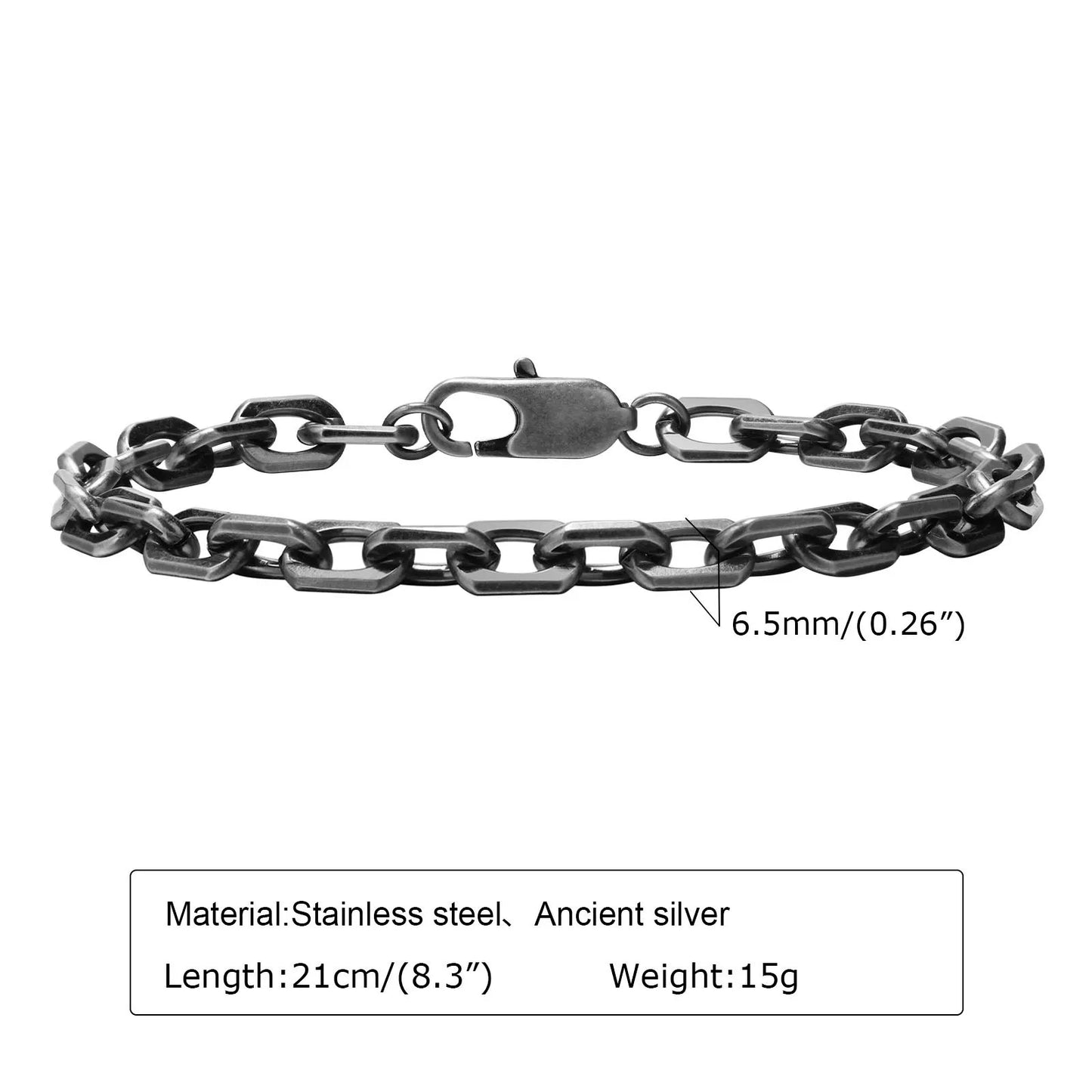 Silver Color Geometric Chain Bracelets for Men