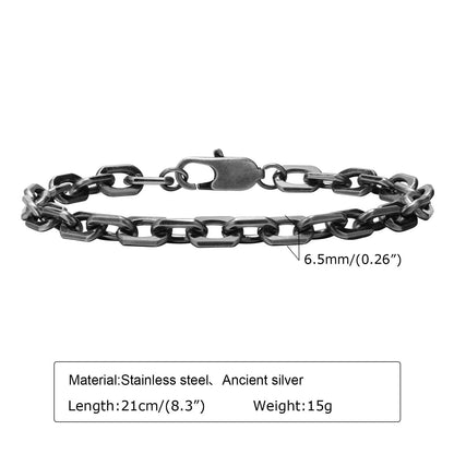 Silver Color Geometric Chain Bracelets for Men