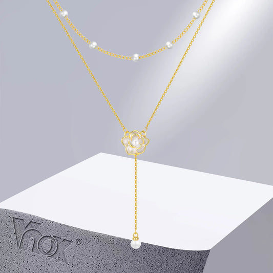 Elegant Simulated Pearl Beads Chain Necklaces