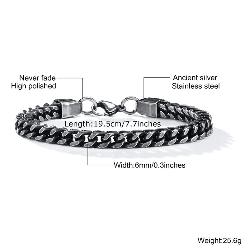 Silver Color Geometric Chain Bracelets for Men