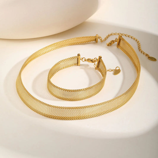 Stainless Steel Mesh Chain Bracelet Necklace