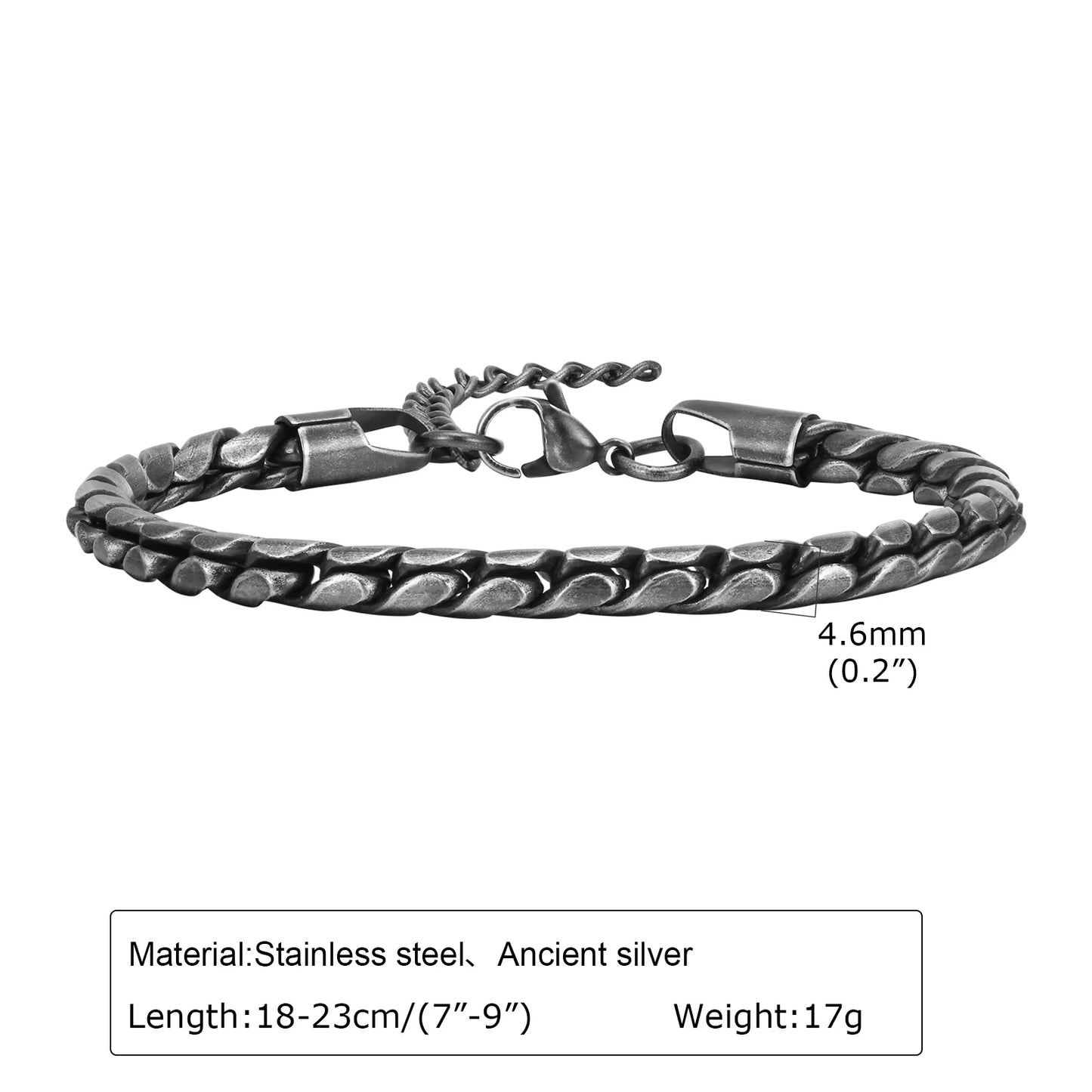 Silver Color Geometric Chain Bracelets for Men