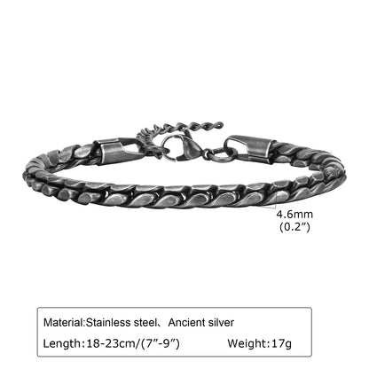 Silver Color Geometric Chain Bracelets for Men