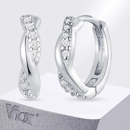 Cubic Zirconia Inlaid Hoop Earrings