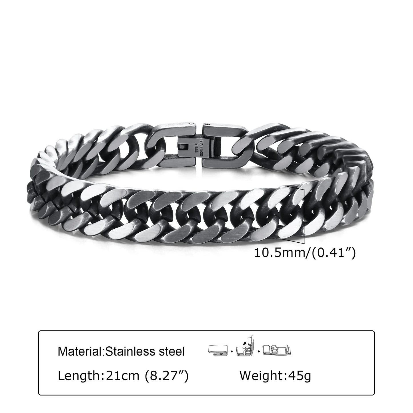 Silver Color Geometric Chain Bracelets for Men