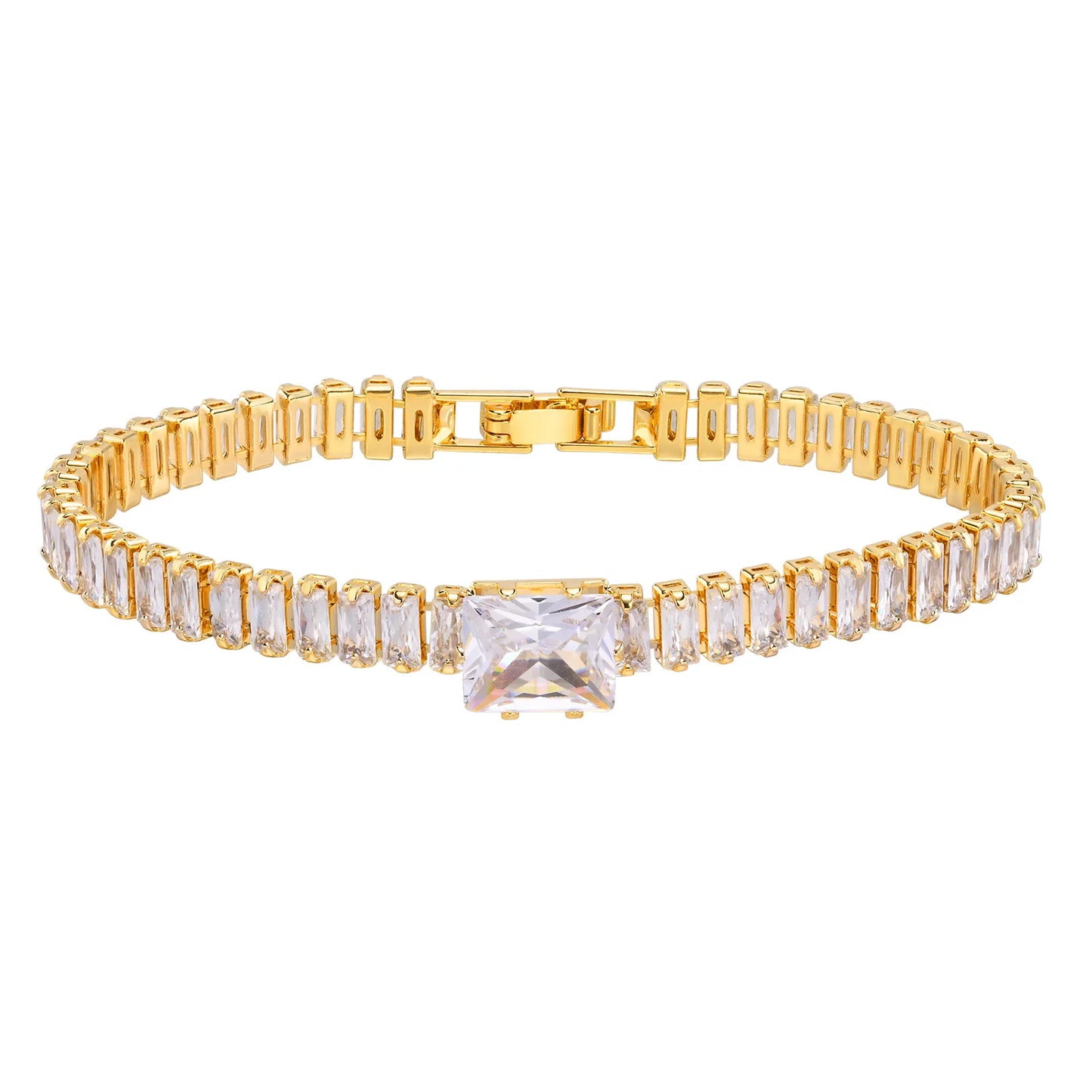 CZ Stone Heart Animal Charm Cuban Chain Link Wristband